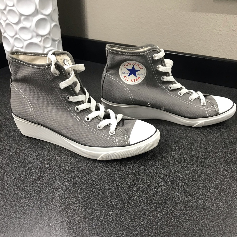Gray Converse high top wedge sneakers
